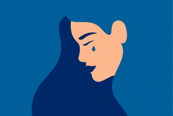 Illustration of a woman crying who needs grief counselling